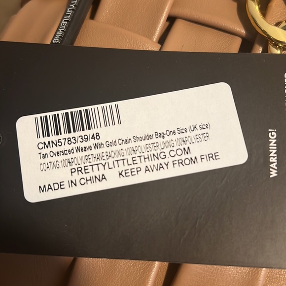 Pretty Little Things Tan Oversized Weave Gold Chain bag NWT - Picture 2 of 5